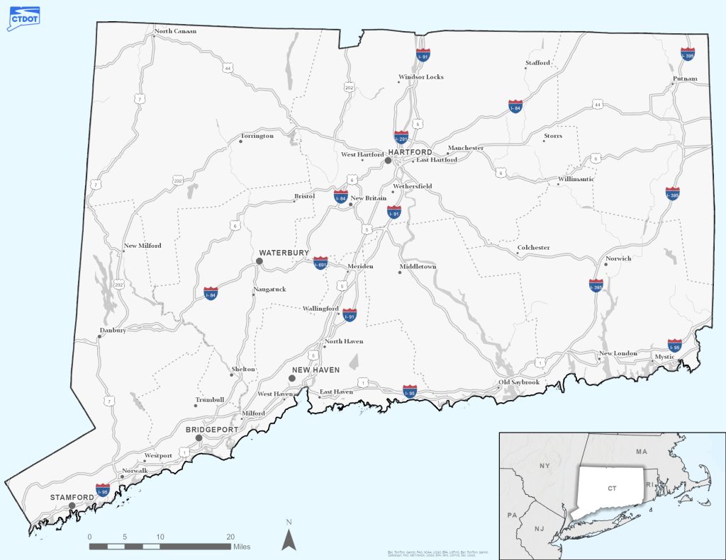 map image of connecticut state